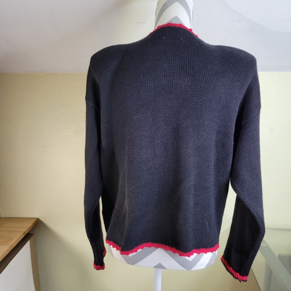 Womans Nutcracker Christmas Cardigan Cute Appliques Red Trim Size Large - Picture 9 of 13